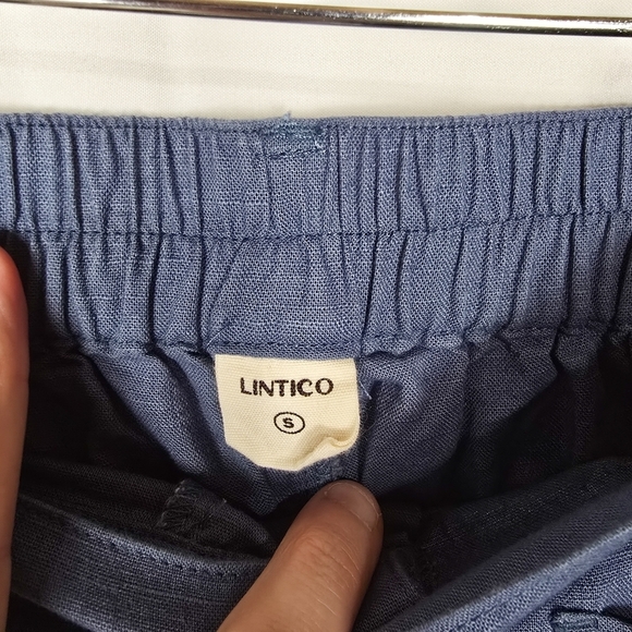 Lintco Linen Simple Button Fly Lagenlook Trousers HEIDI Dusty Blue - Picture 7 of 8